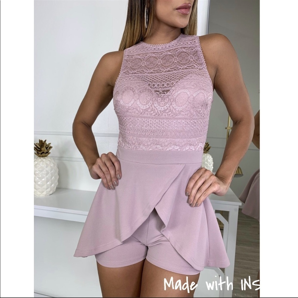 Privy Mauve Rose Pink Lace Romper